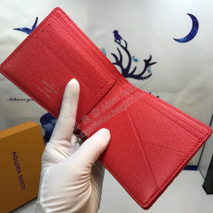 LV錢包 新品 頂級原單 M60895牛仔紅 Supreme牛仔系列 LV短夾  ygqb1019